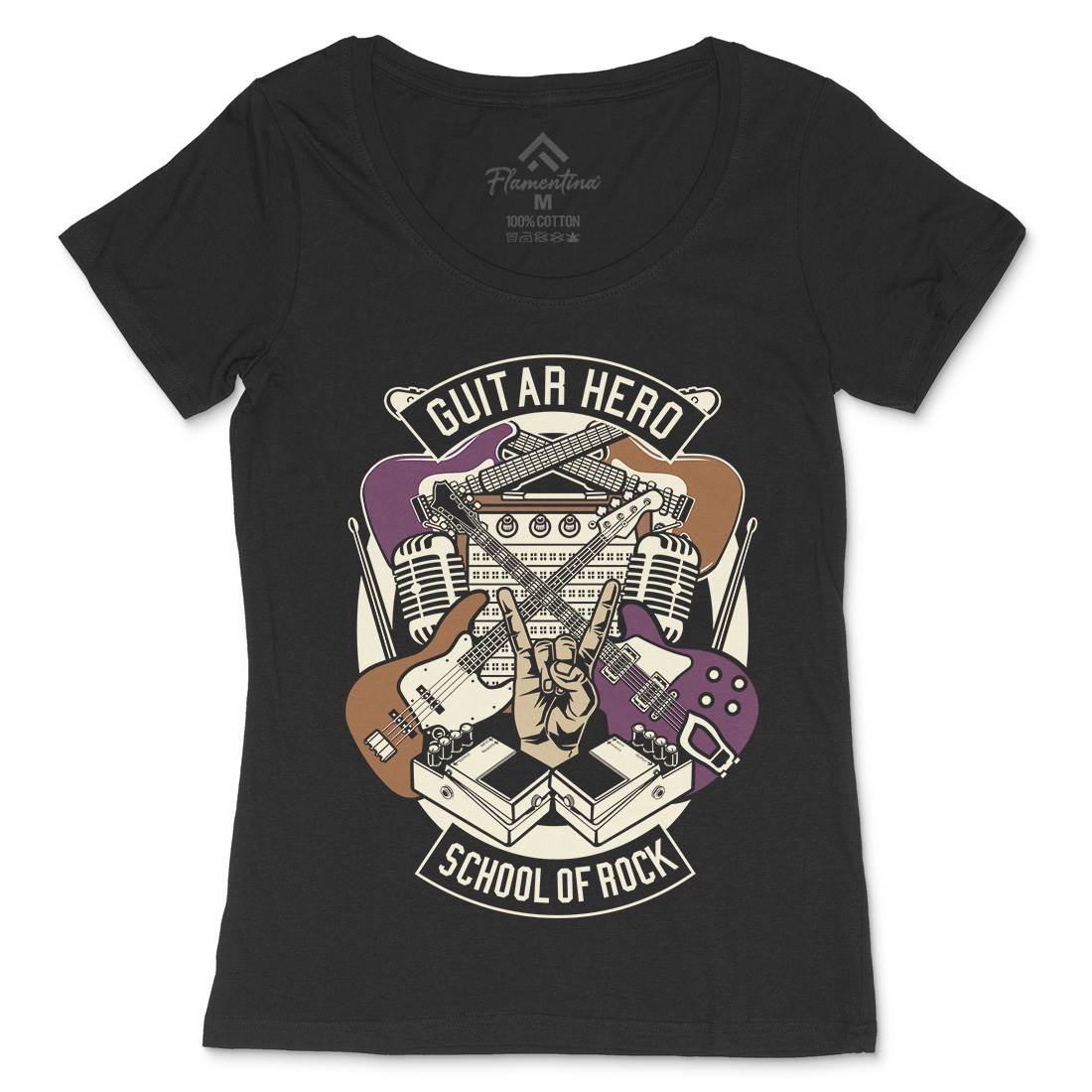 Guitar Hero Womens Scoop Neck T-Shirt Music D543