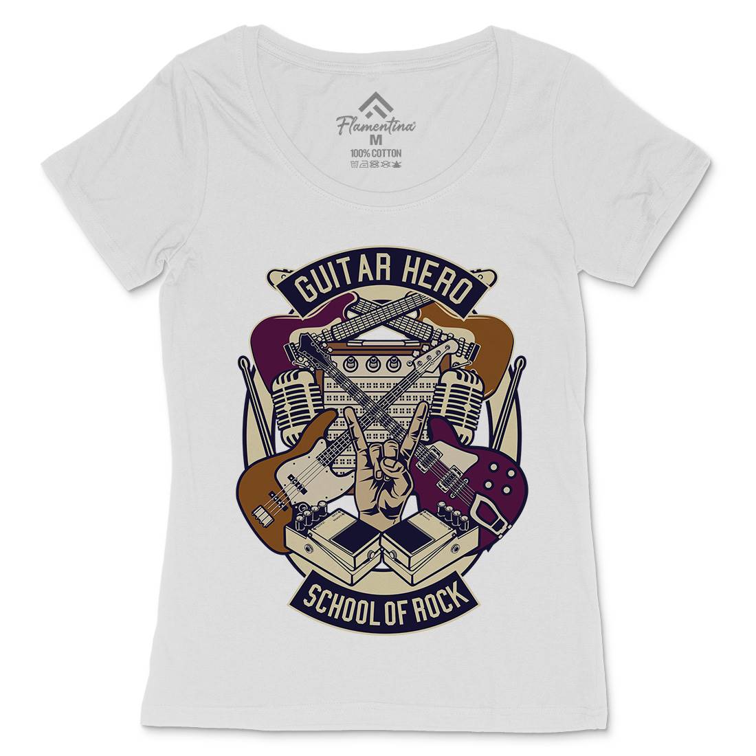 Guitar Hero Womens Scoop Neck T-Shirt Music D543