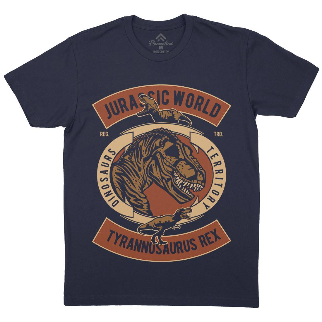 Dinosaurs World Mens Organic Crew Neck T-Shirt Animals D544