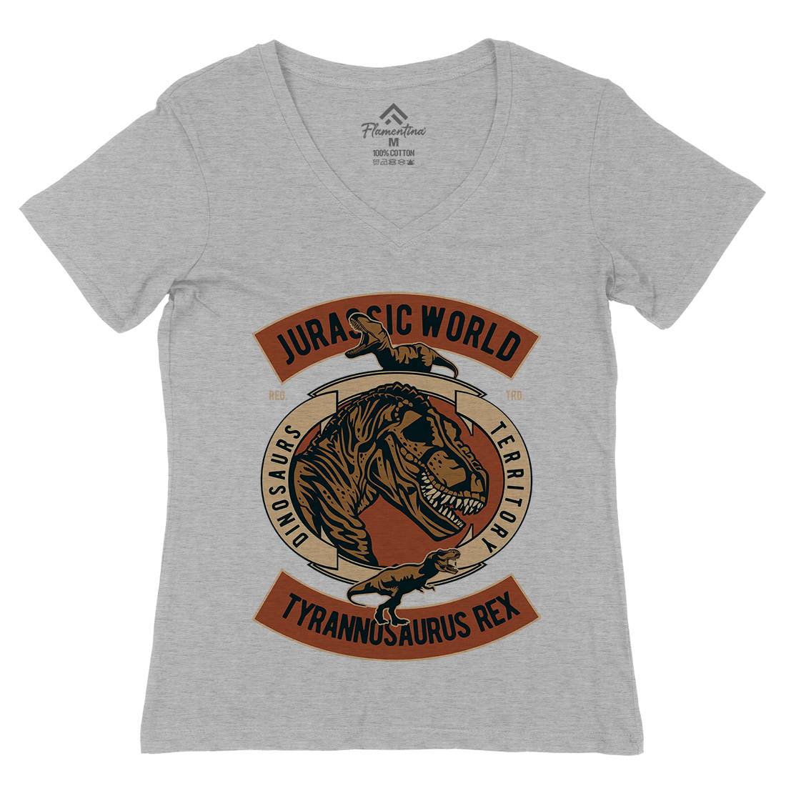 Dinosaurs World Womens Organic V-Neck T-Shirt Animals D544
