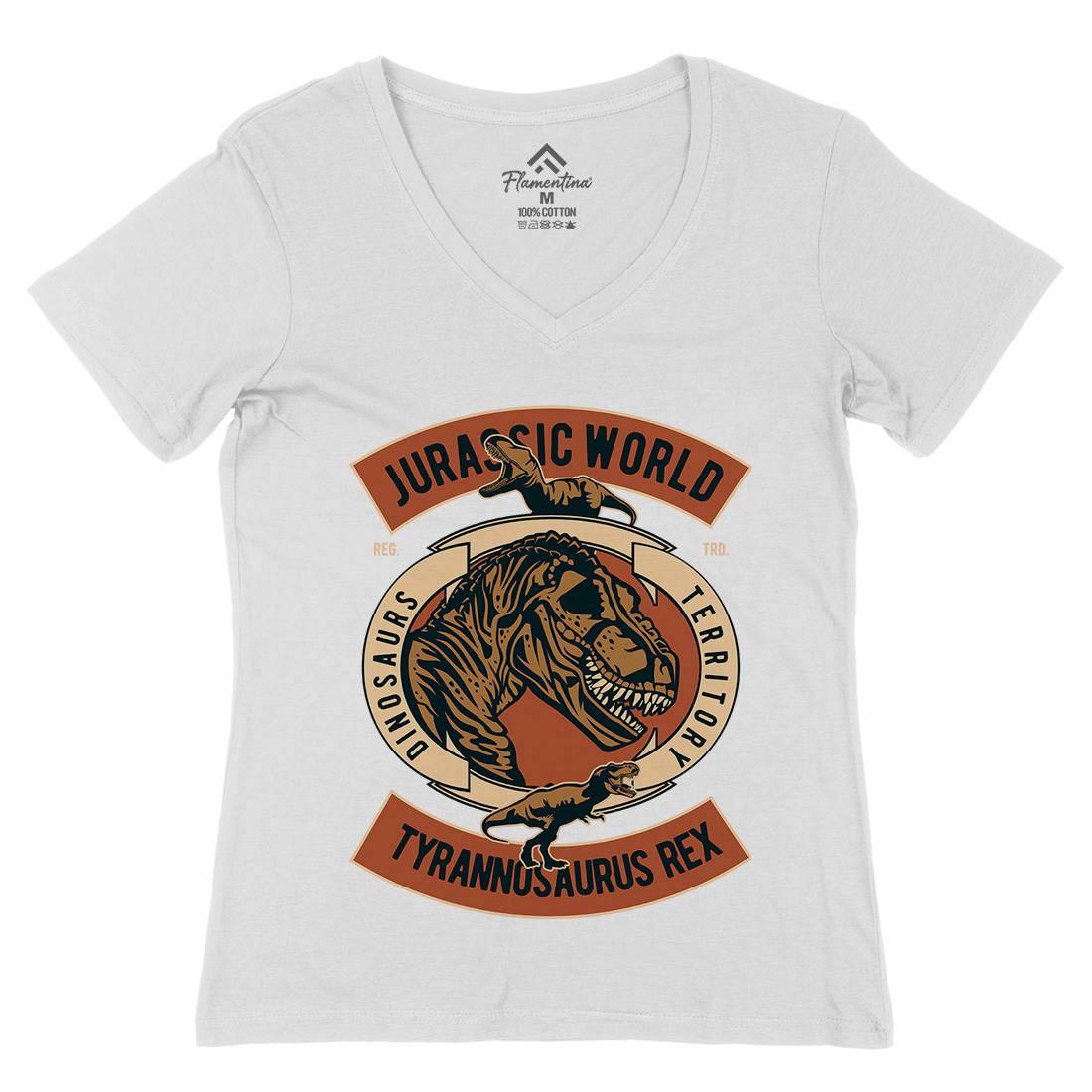 Dinosaurs World Womens Organic V-Neck T-Shirt Animals D544