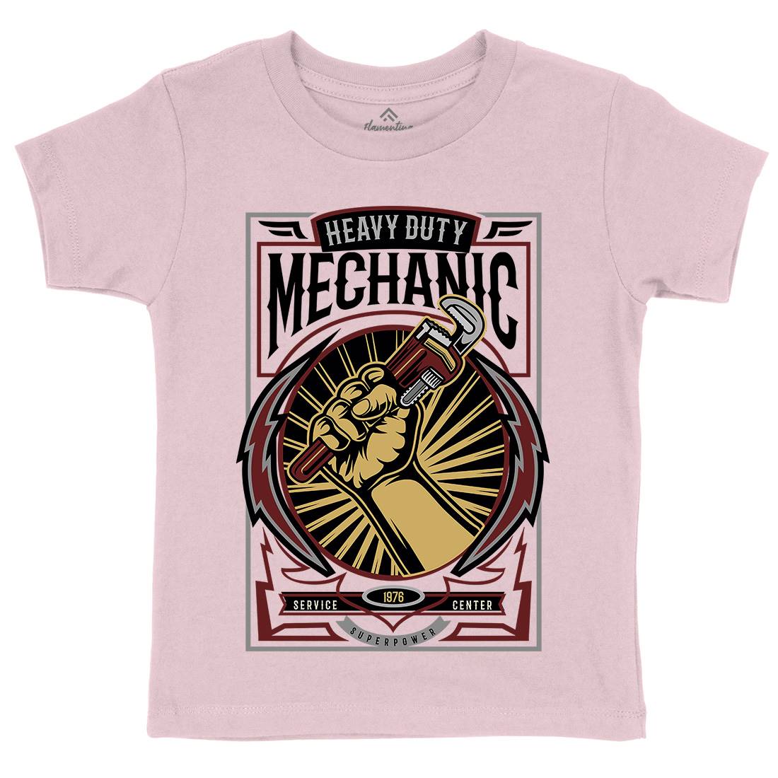 Mechanic Kids Crew Neck T-Shirt Work D546