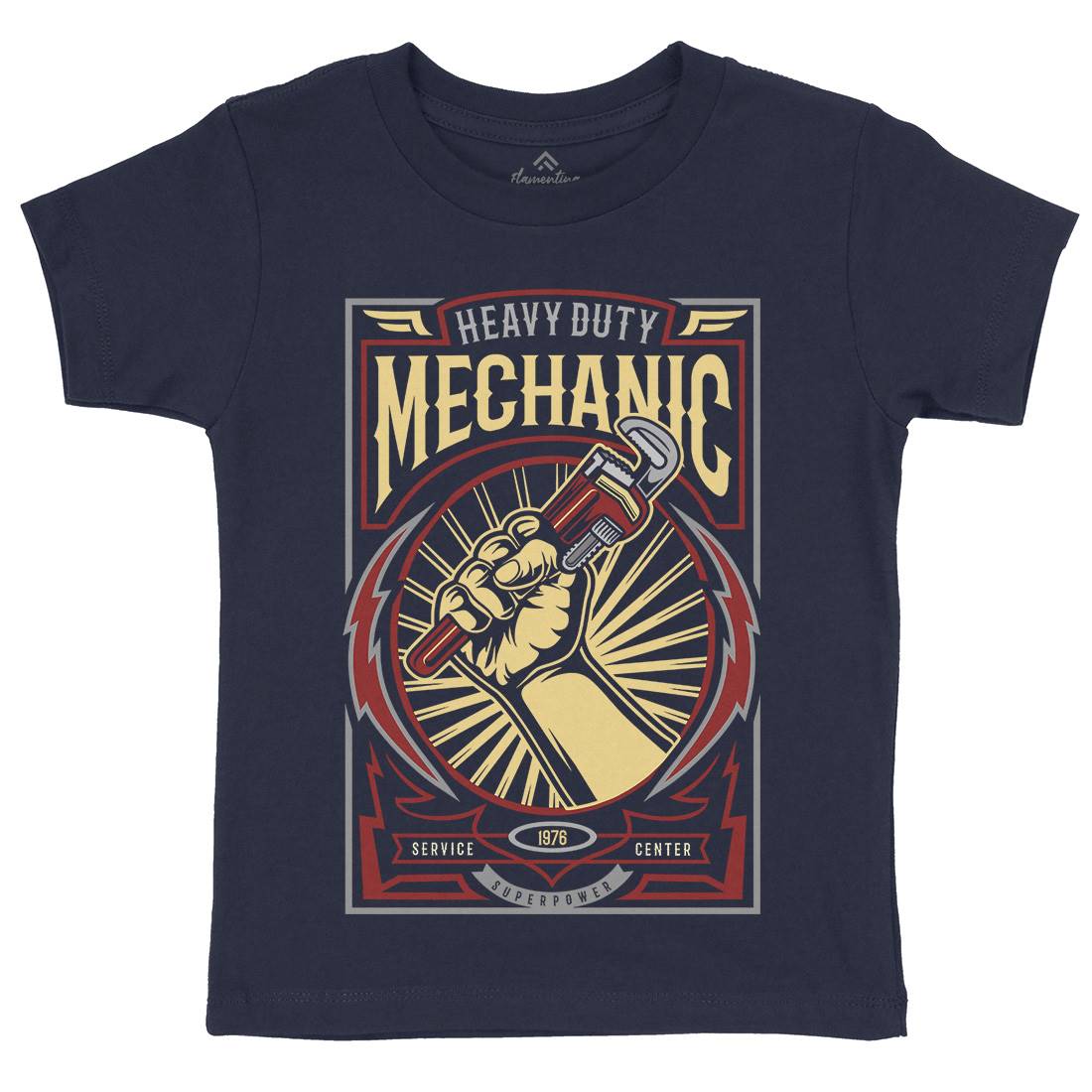 Mechanic Kids Organic Crew Neck T-Shirt Work D546