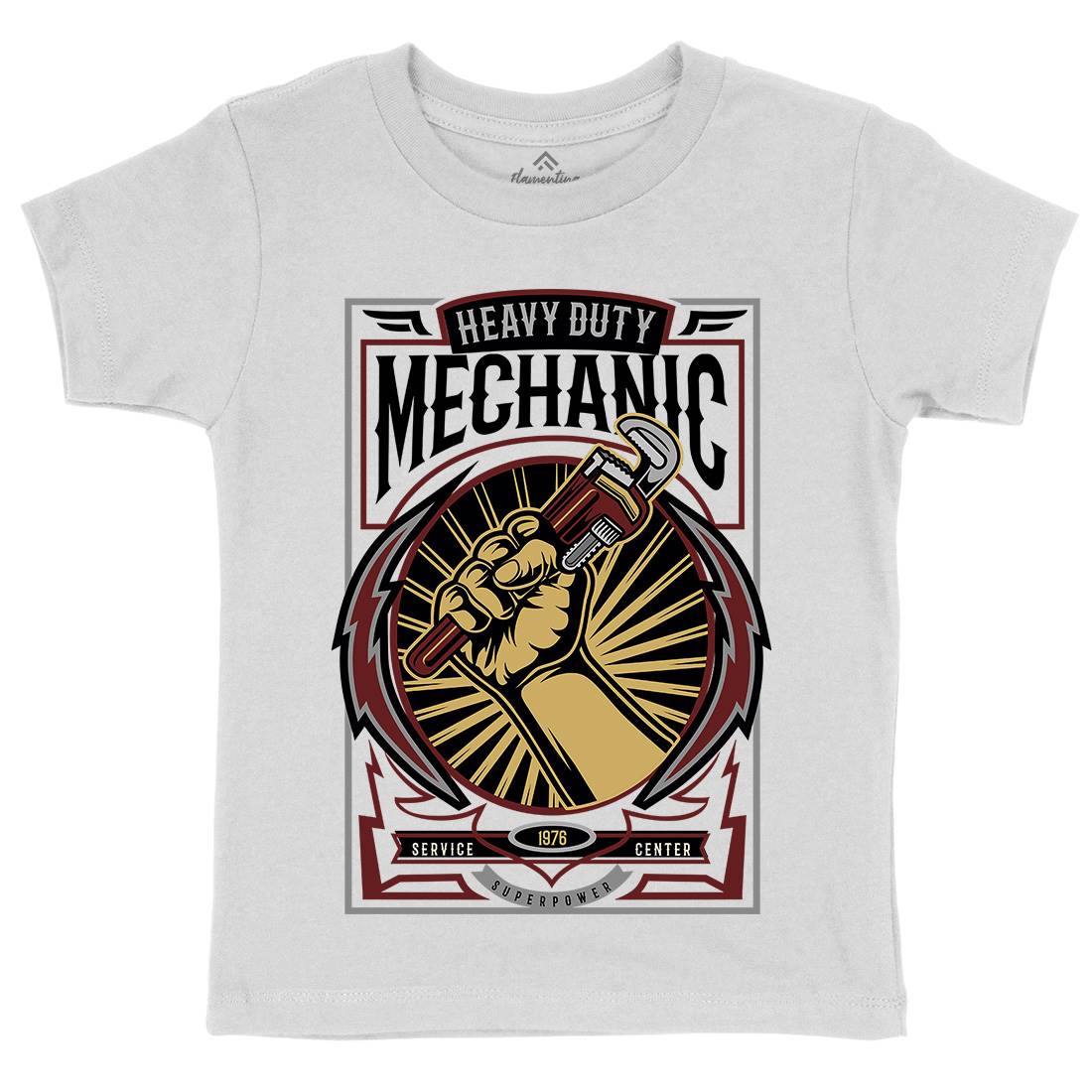 Mechanic Kids Organic Crew Neck T-Shirt Work D546