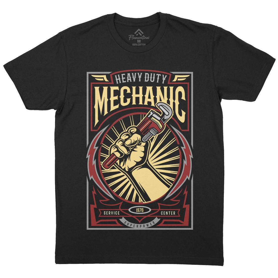 Mechanic Mens Organic Crew Neck T-Shirt Work D546
