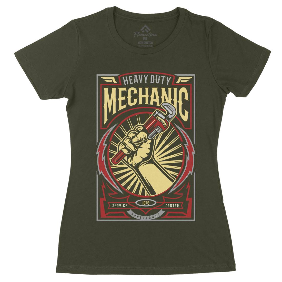 Mechanic Womens Organic Crew Neck T-Shirt Work D546