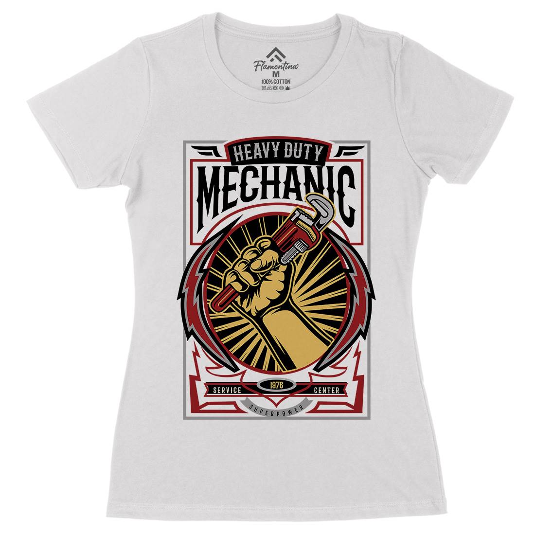 Mechanic Womens Organic Crew Neck T-Shirt Work D546