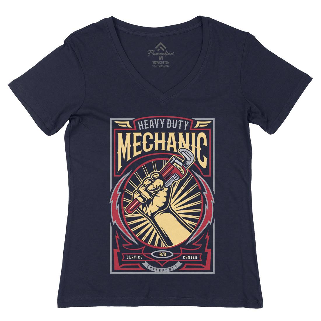 Mechanic Womens Organic V-Neck T-Shirt Work D546