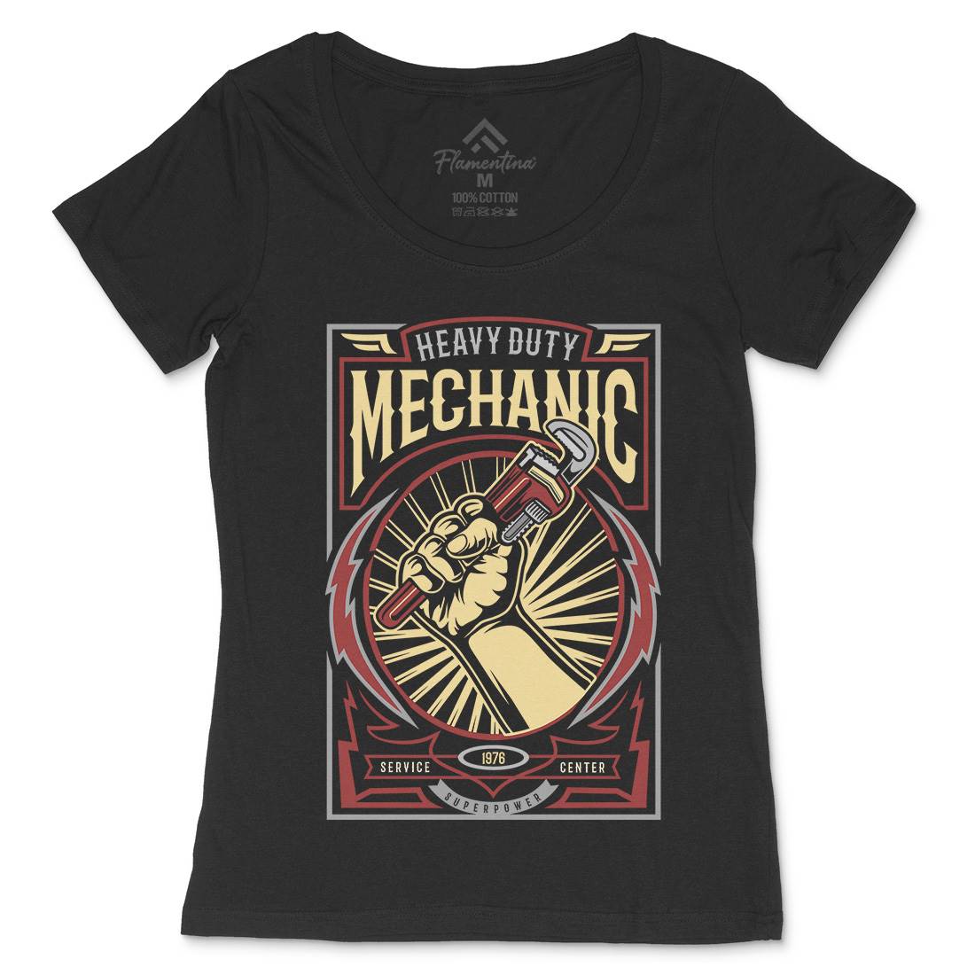 Mechanic Womens Scoop Neck T-Shirt Work D546