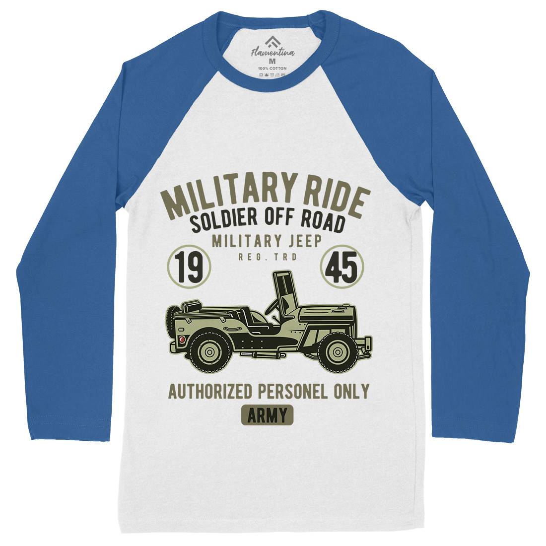 Military Ride Mens Long Sleeve Baseball T-Shirt Army D549