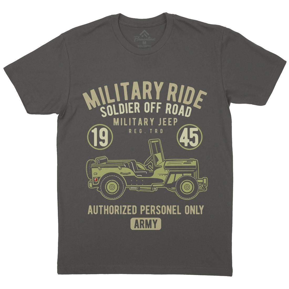 Military Ride Mens Crew Neck T-Shirt Army D549