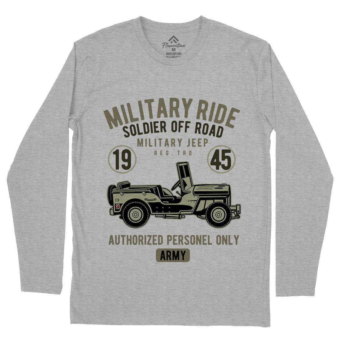 Military Ride Mens Long Sleeve T-Shirt Army D549