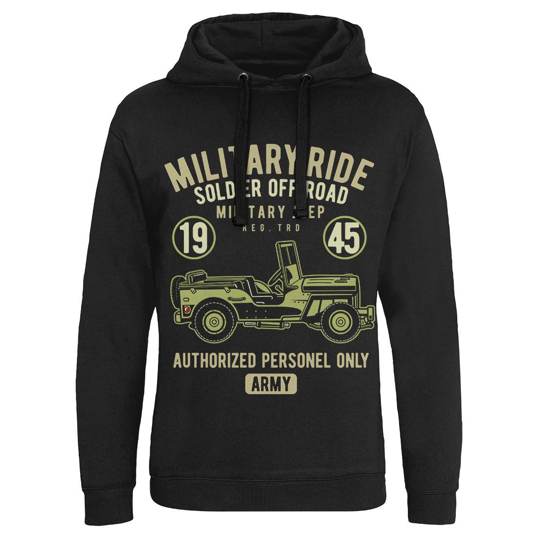 Military Ride Mens Hoodie Without Pocket Army D549