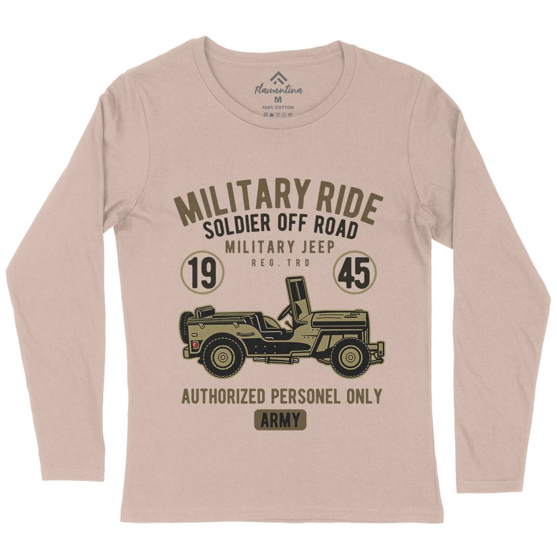 Military Ride Womens Long Sleeve T-Shirt Army D549