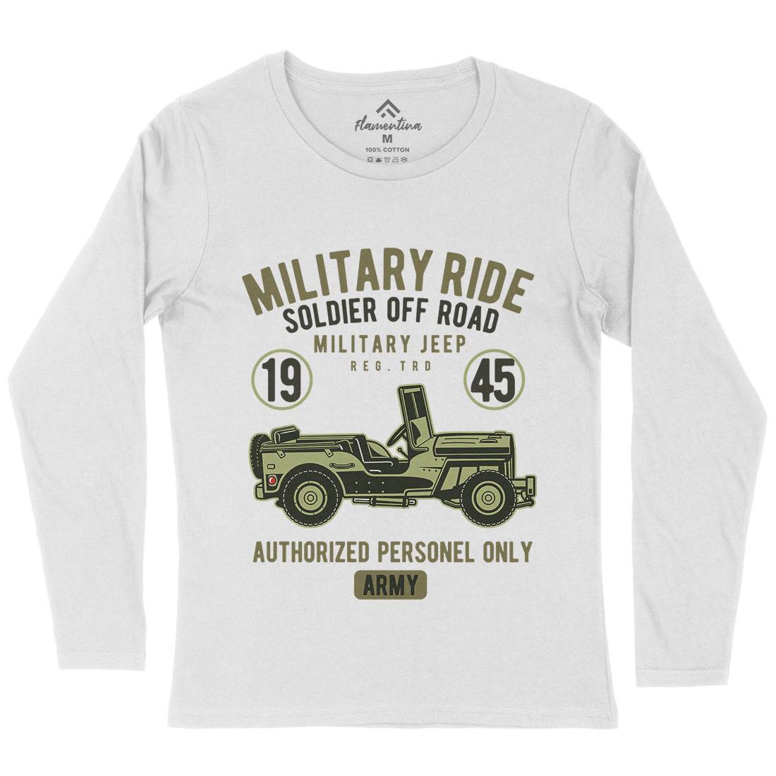Military Ride Womens Long Sleeve T-Shirt Army D549