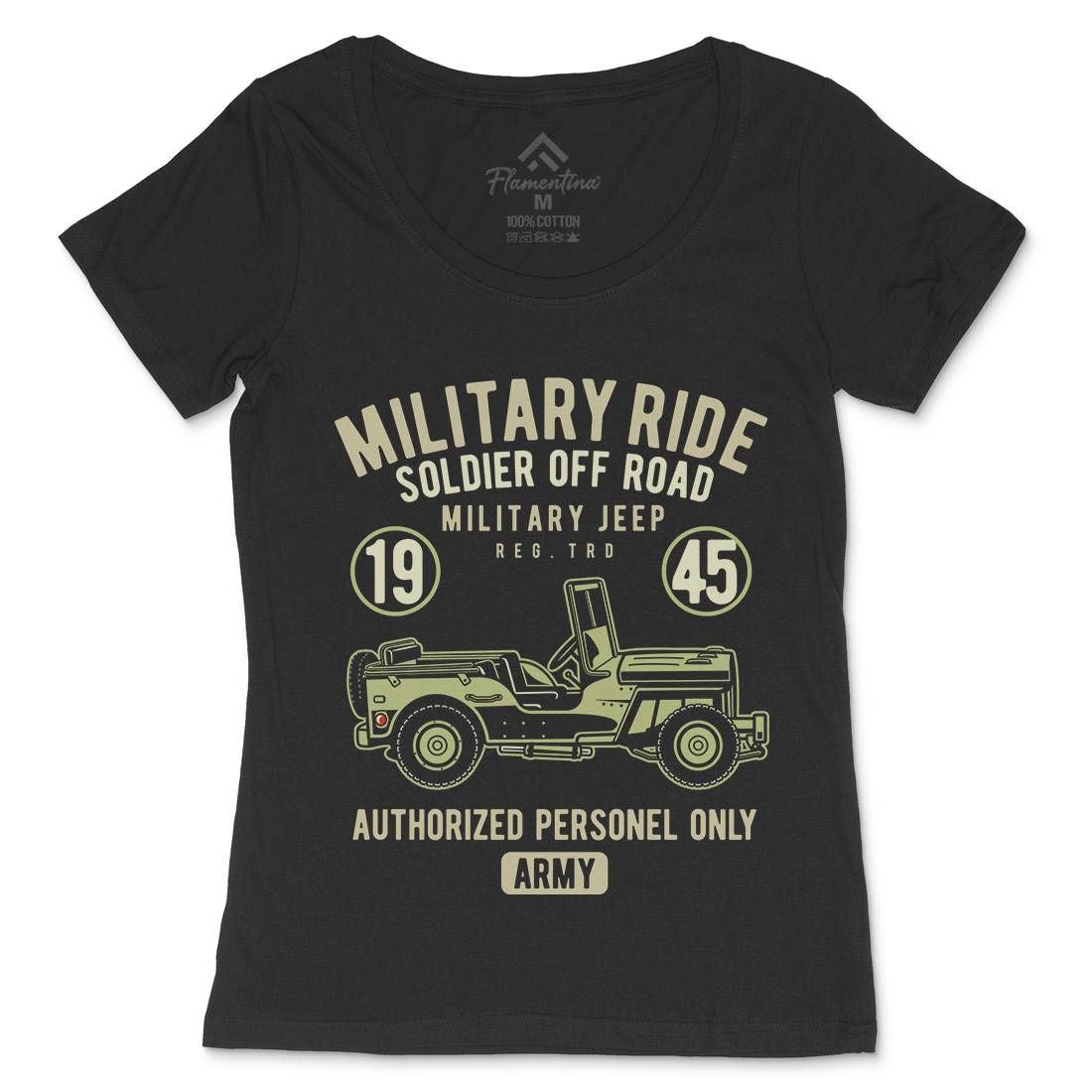 Military Ride Womens Scoop Neck T-Shirt Army D549