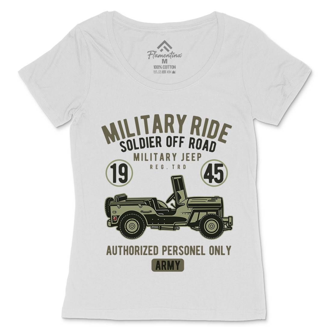 Military Ride Womens Scoop Neck T-Shirt Army D549