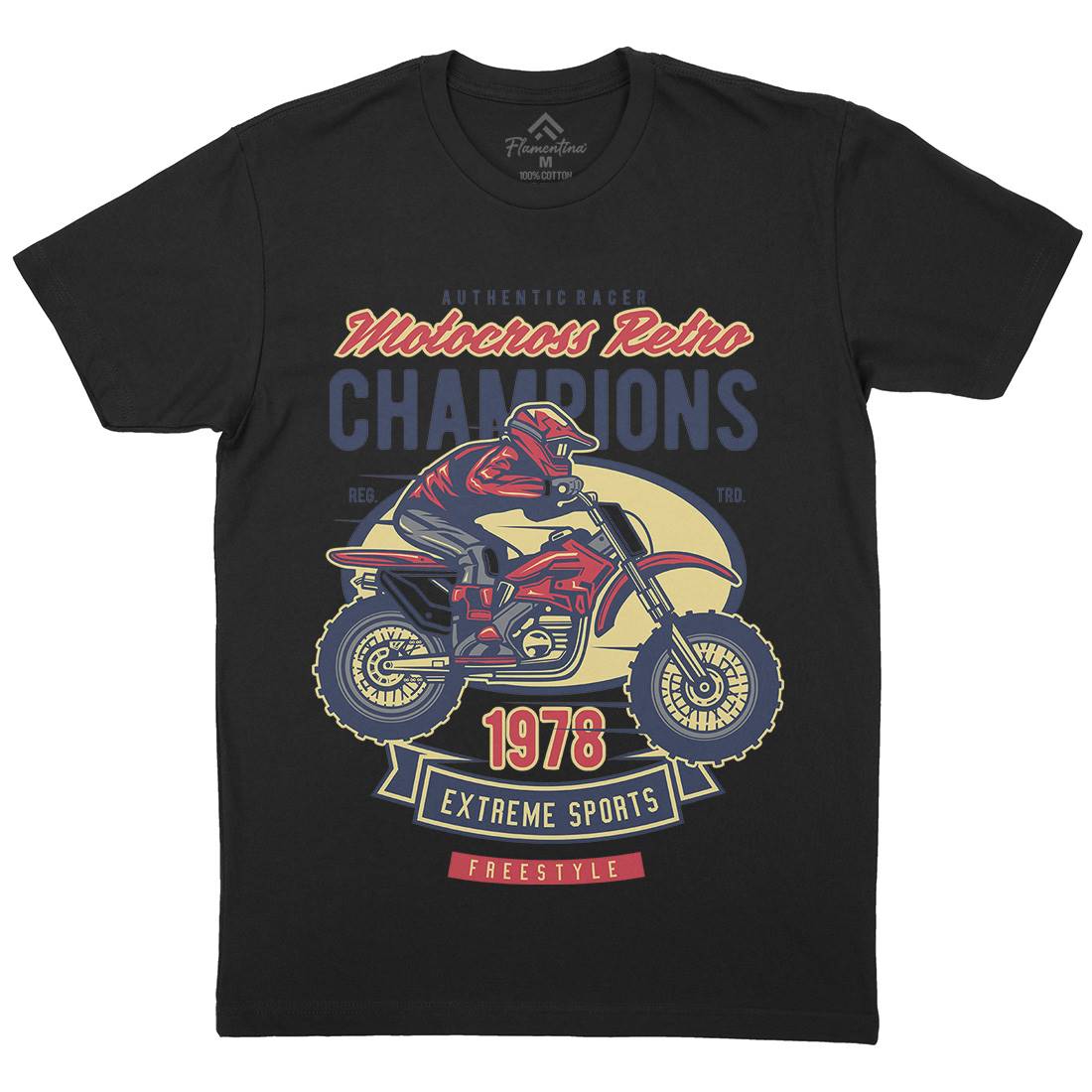 Motocross Retro Champion Mens Crew Neck T-Shirt Motorcycles D552