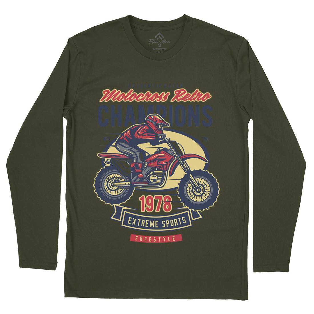 Motocross Retro Champion Mens Long Sleeve T-Shirt Motorcycles D552