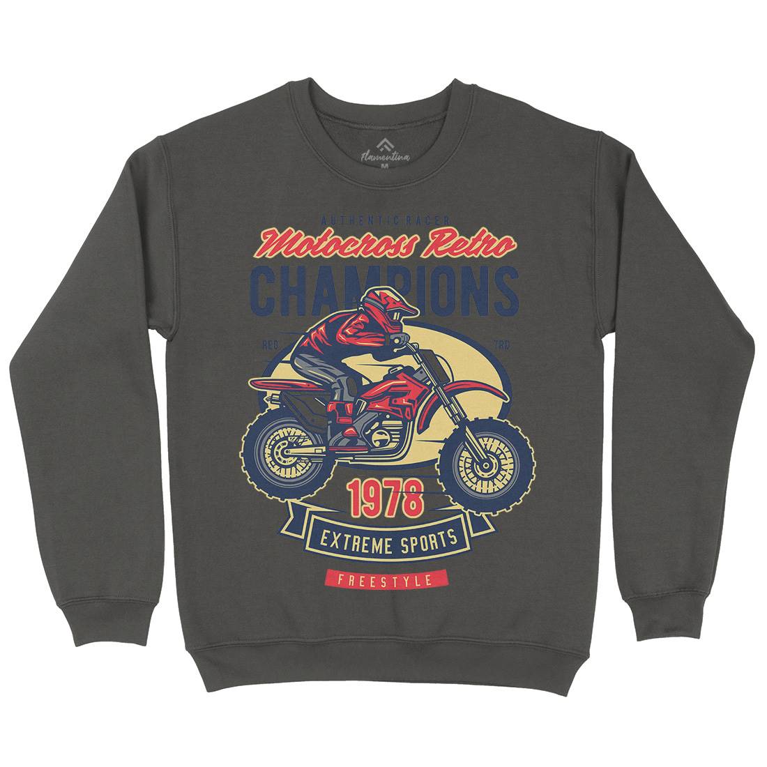 Motocross Retro Champion Kids Crew Neck Sweatshirt Motorcycles D552