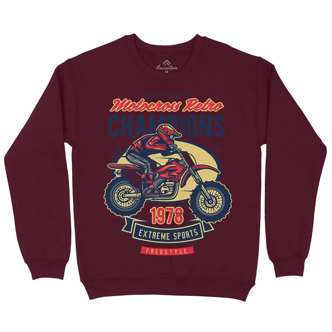Motocross Retro Champion Kids Crew Neck Sweatshirt Motorcycles D552