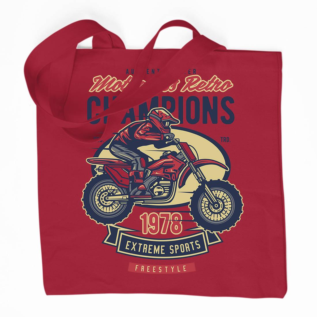 Motocross Retro Champion Organic Premium Cotton Tote Bag Motorcycles D552