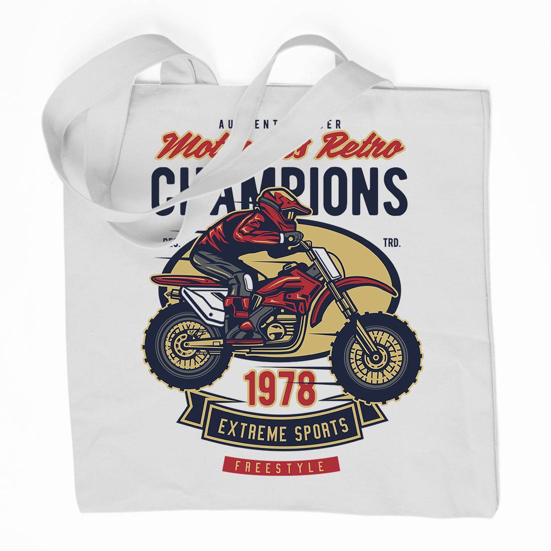 Motocross Retro Champion Organic Premium Cotton Tote Bag Motorcycles D552