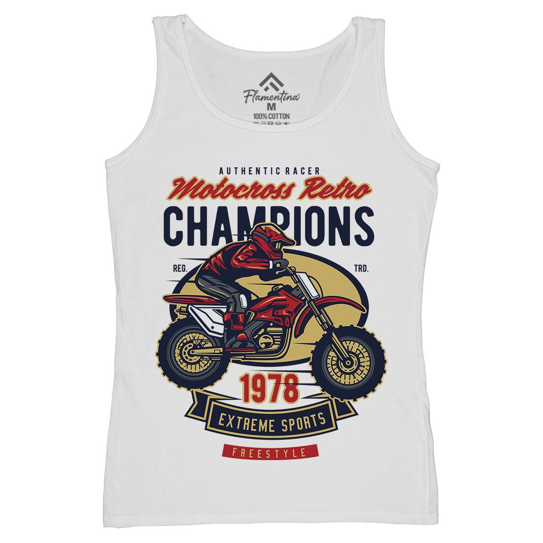 Motocross Retro Champion Womens Organic Tank Top Vest Motorcycles D552