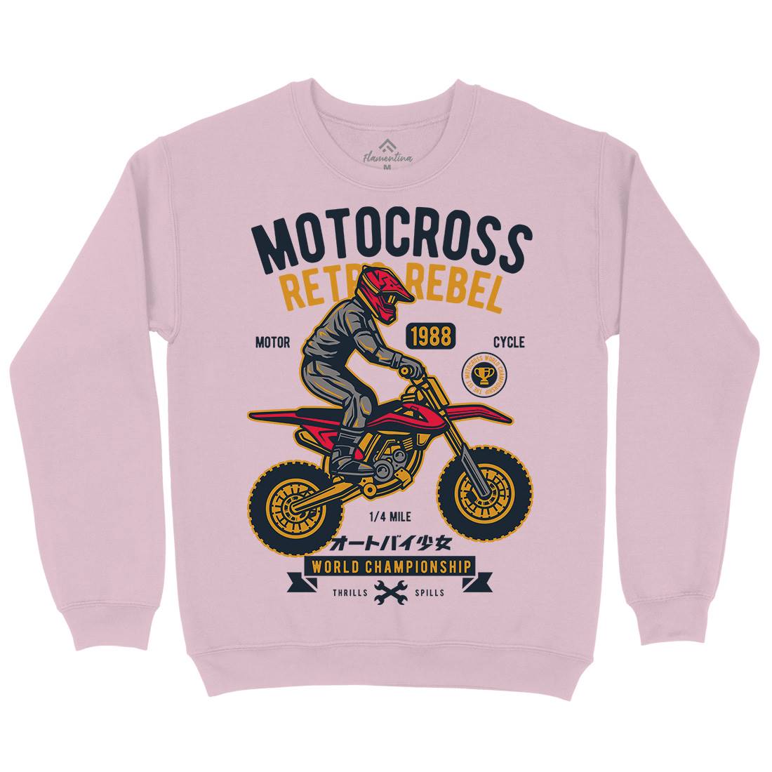 Motocross Retro Rebel Kids Crew Neck Sweatshirt Motorcycles D553
