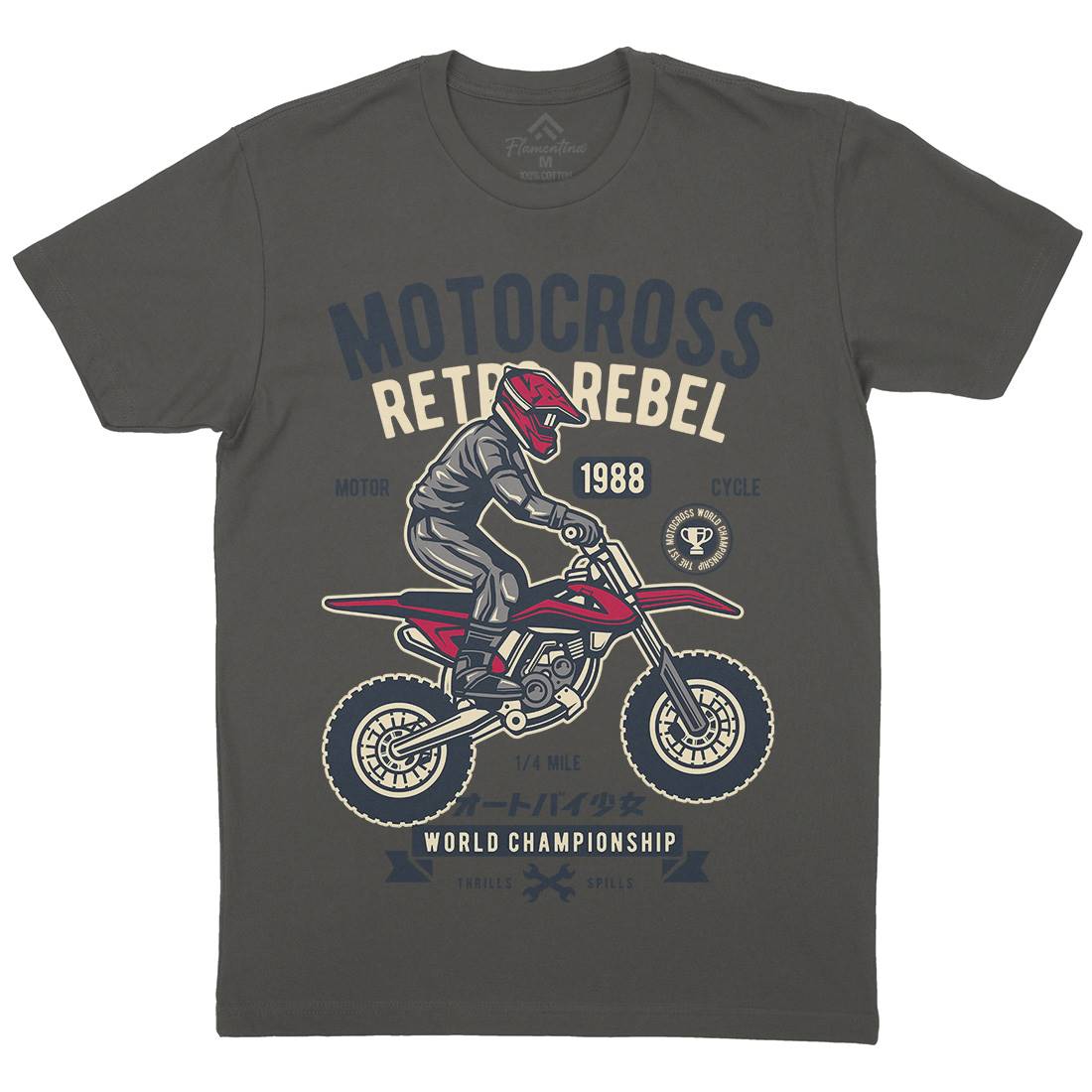 Motocross Retro Rebel Mens Crew Neck T-Shirt Motorcycles D553