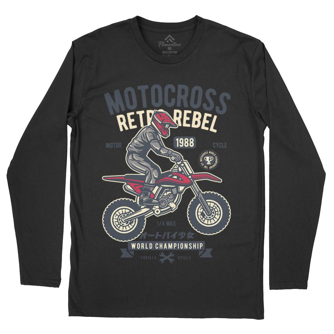 Motocross Retro Rebel Mens Long Sleeve T-Shirt Motorcycles D553