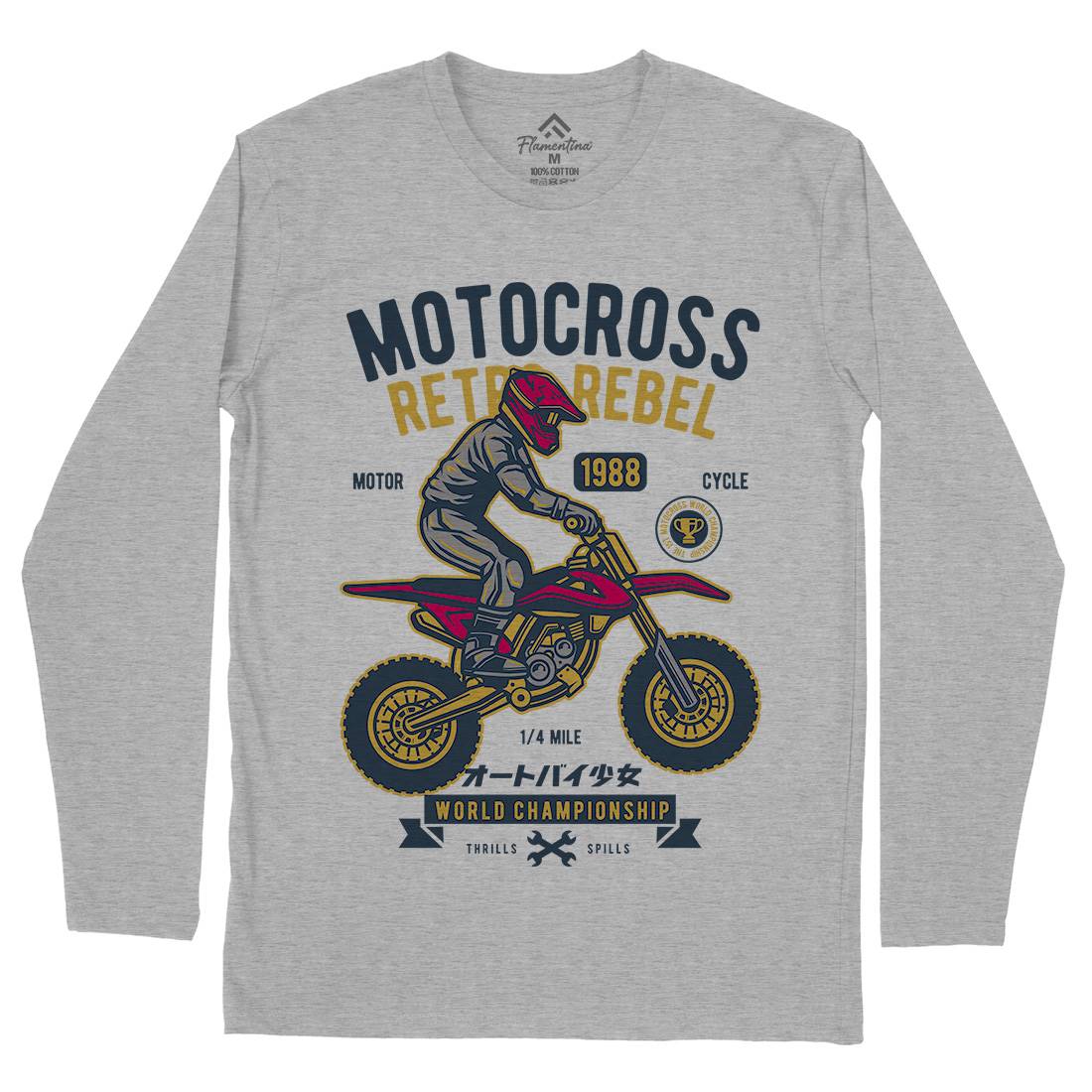 Motocross Retro Rebel Mens Long Sleeve T-Shirt Motorcycles D553
