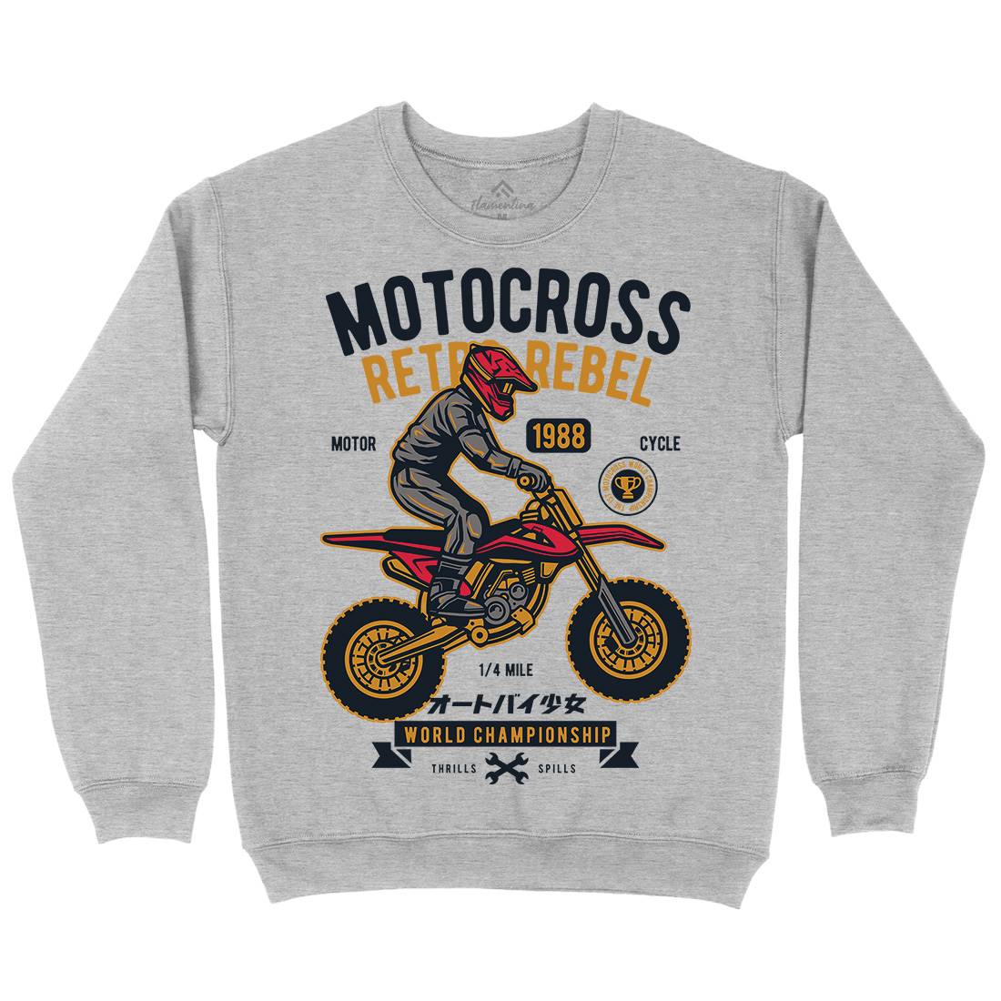 Motocross Retro Rebel Mens Crew Neck Sweatshirt Motorcycles D553