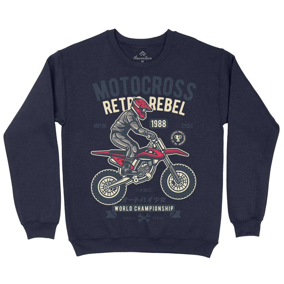Motocross Retro Rebel Kids Crew Neck Sweatshirt Motorcycles D553
