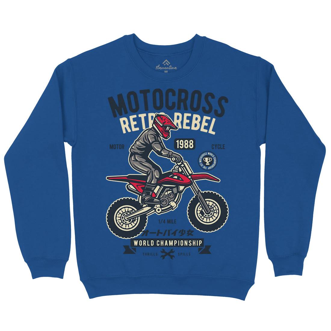 Motocross Retro Rebel Mens Crew Neck Sweatshirt Motorcycles D553