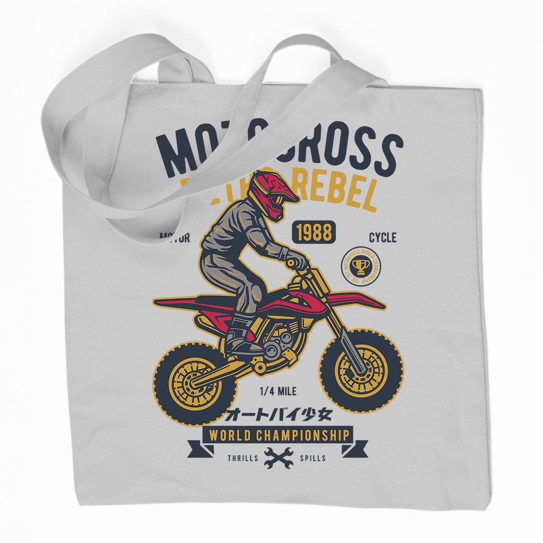 Motocross Retro Rebel Organic Premium Cotton Tote Bag Motorcycles D553