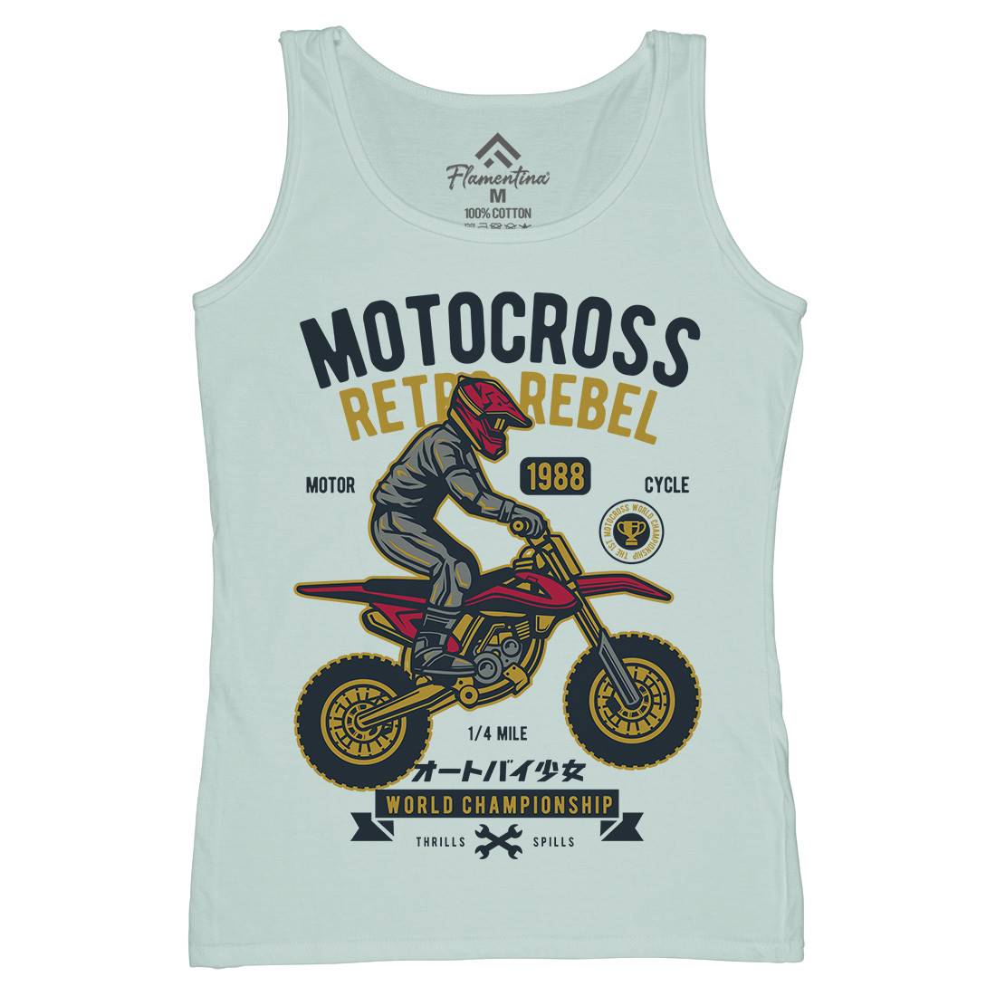 Motocross Retro Rebel Womens Organic Tank Top Vest Motorcycles D553