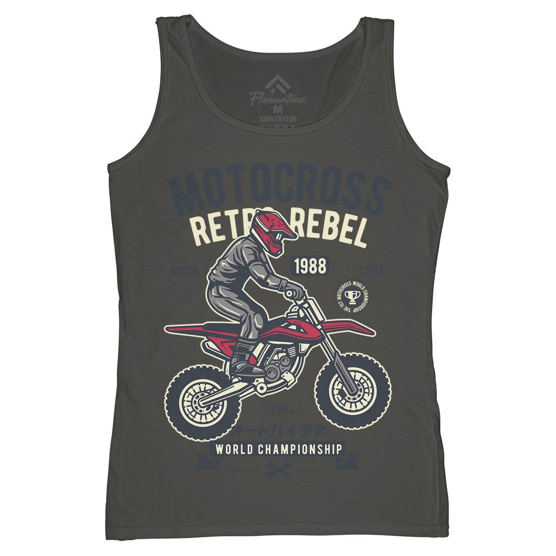 Motocross Retro Rebel Womens Organic Tank Top Vest Motorcycles D553