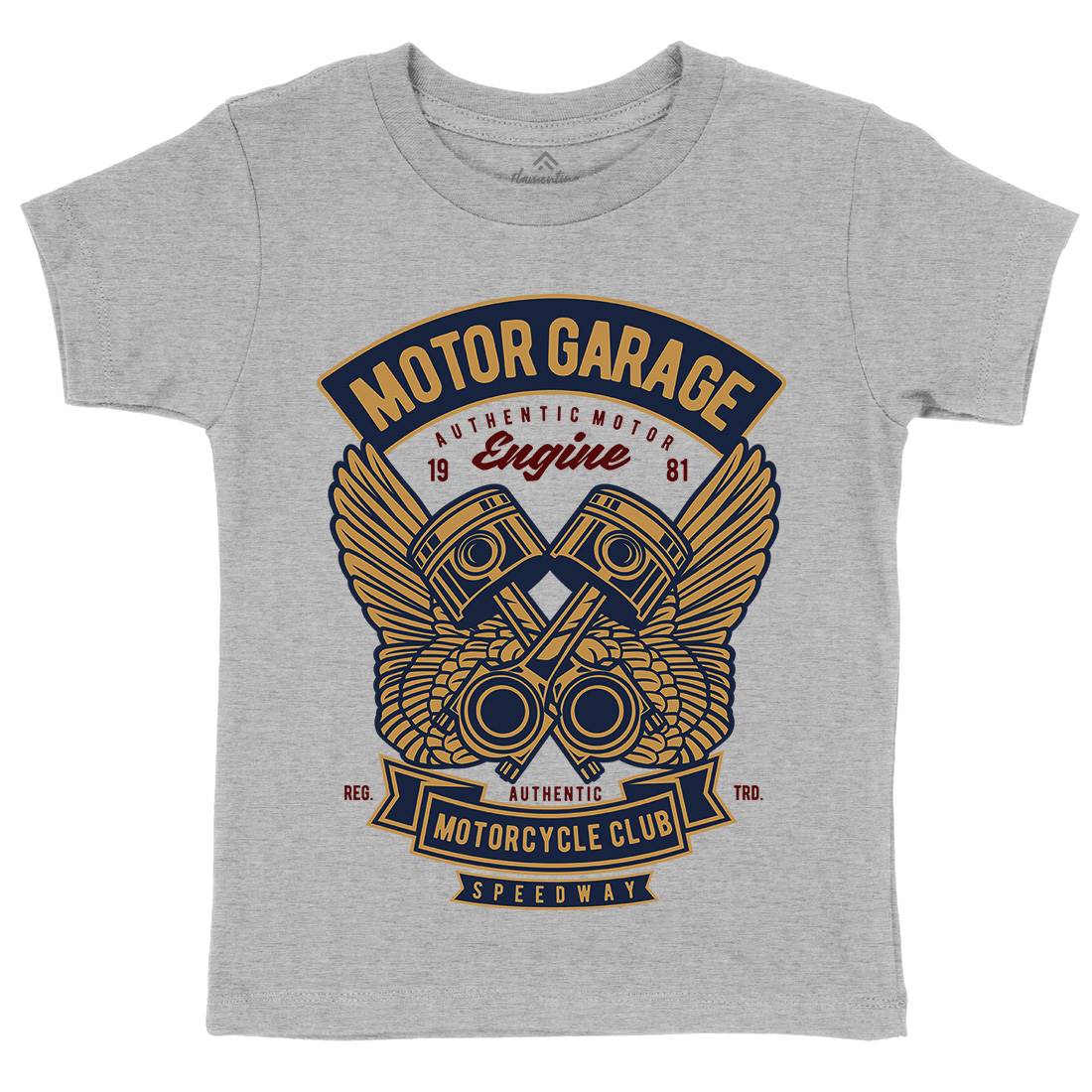 Motor Garage Kids Organic Crew Neck T-Shirt Motorcycles D554