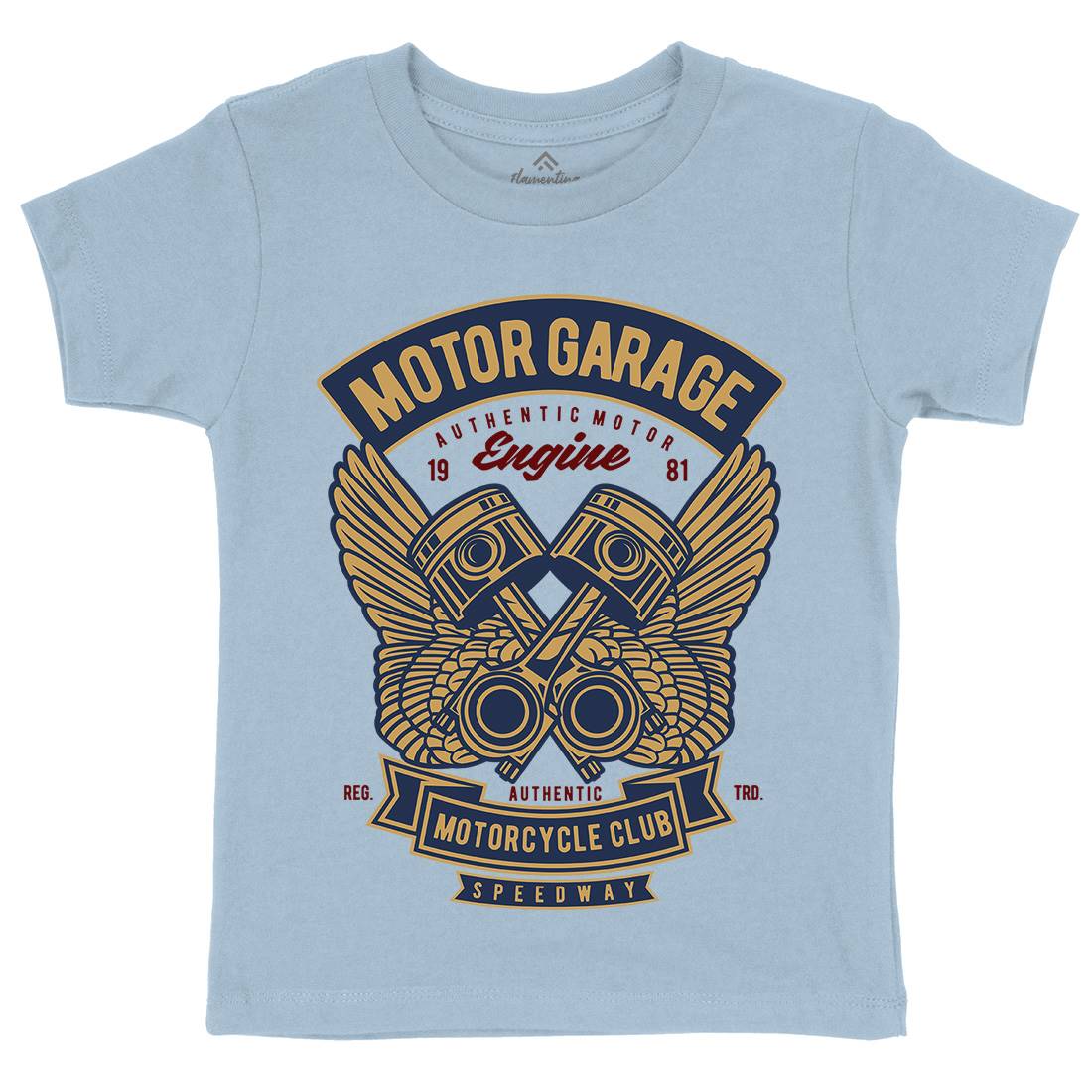 Motor Garage Kids Organic Crew Neck T-Shirt Motorcycles D554
