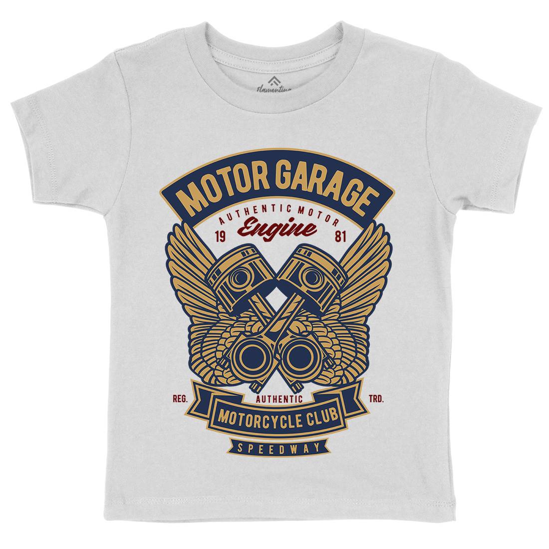 Motor Garage Kids Crew Neck T-Shirt Motorcycles D554