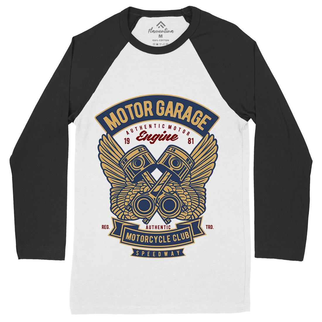 Motor Garage Mens Long Sleeve Baseball T-Shirt Motorcycles D554