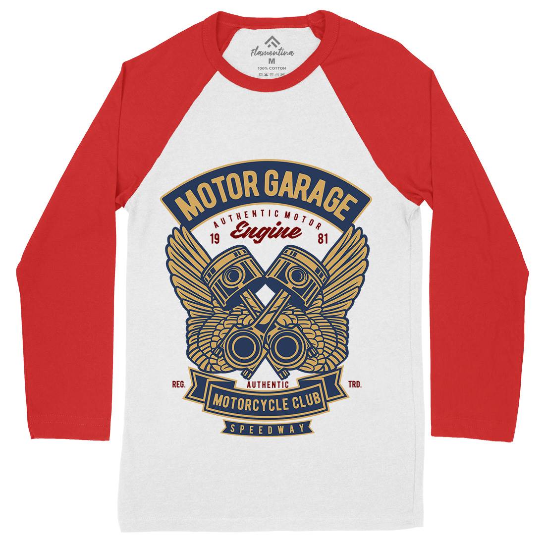 Motor Garage Mens Long Sleeve Baseball T-Shirt Motorcycles D554