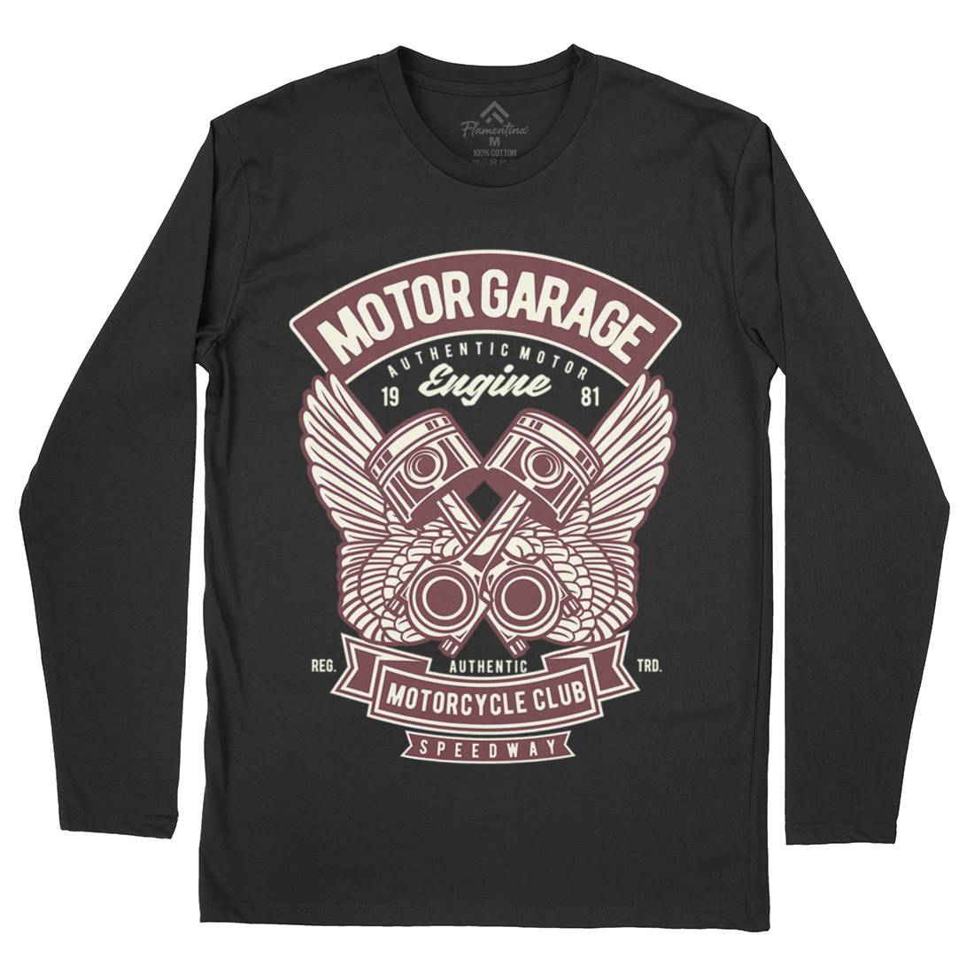 Motor Garage Mens Long Sleeve T-Shirt Motorcycles D554