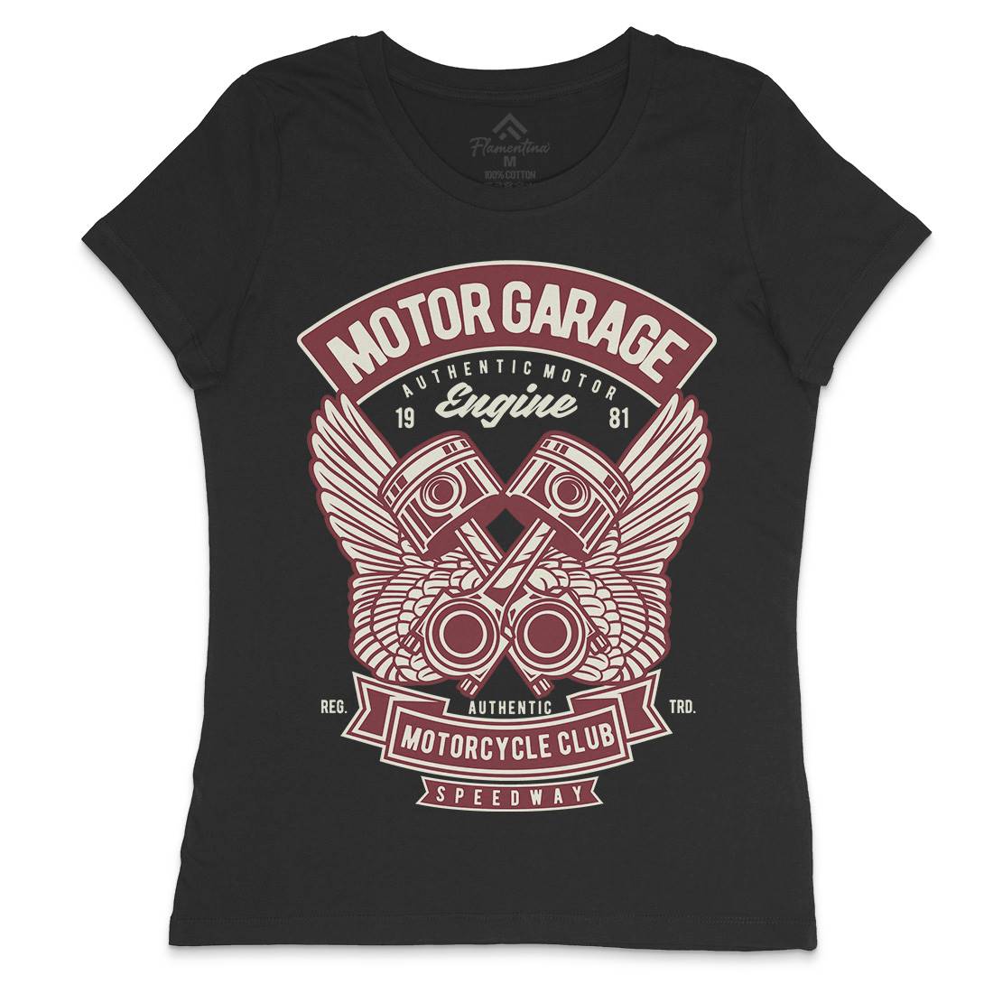 Motor Garage Womens Crew Neck T-Shirt Motorcycles D554