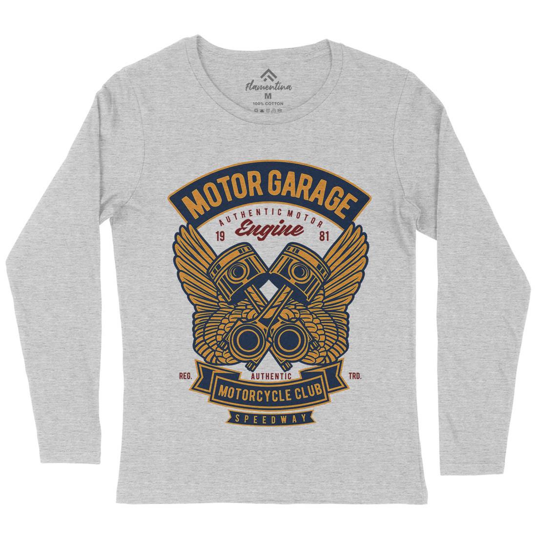 Motor Garage Womens Long Sleeve T-Shirt Motorcycles D554
