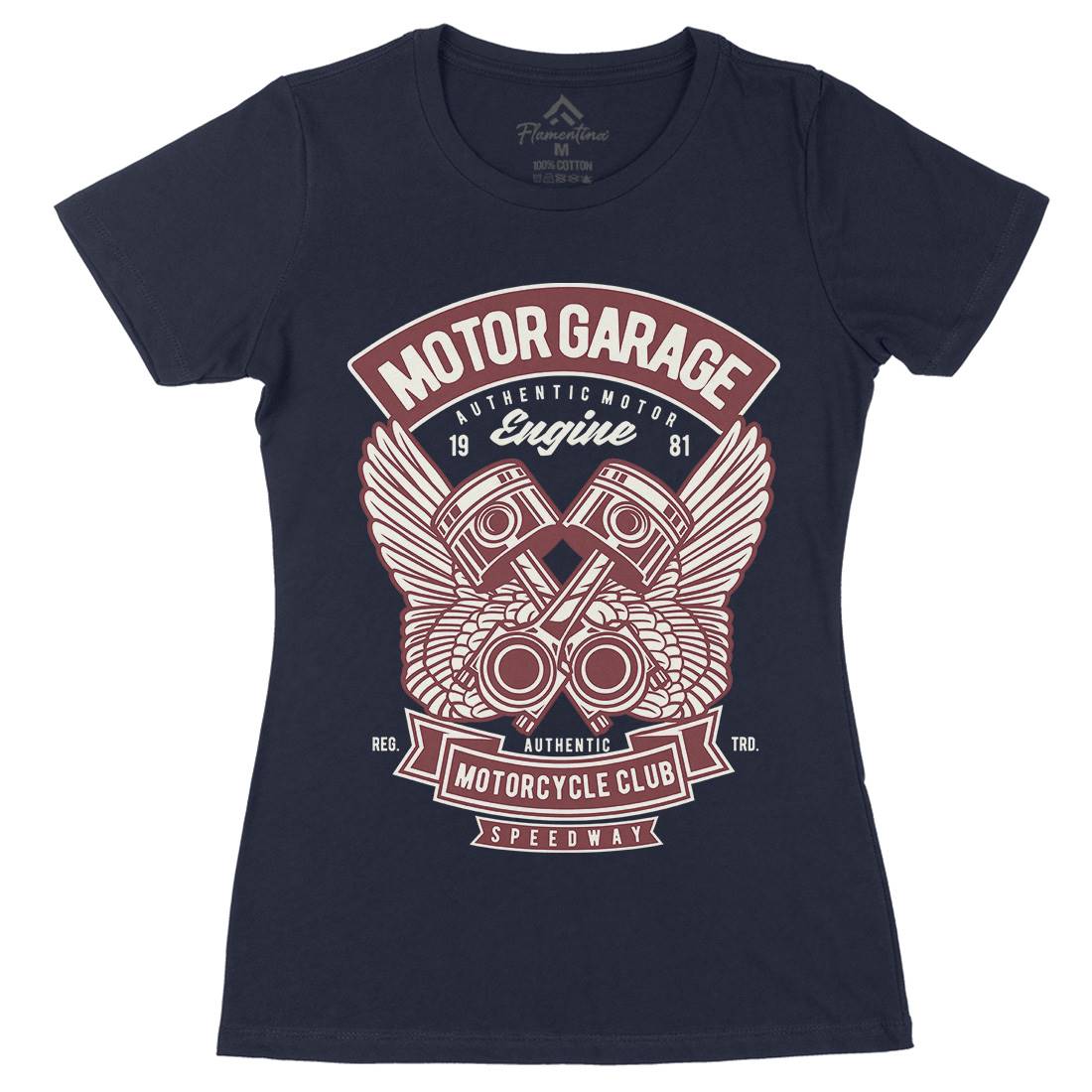 Motor Garage Womens Organic Crew Neck T-Shirt Motorcycles D554