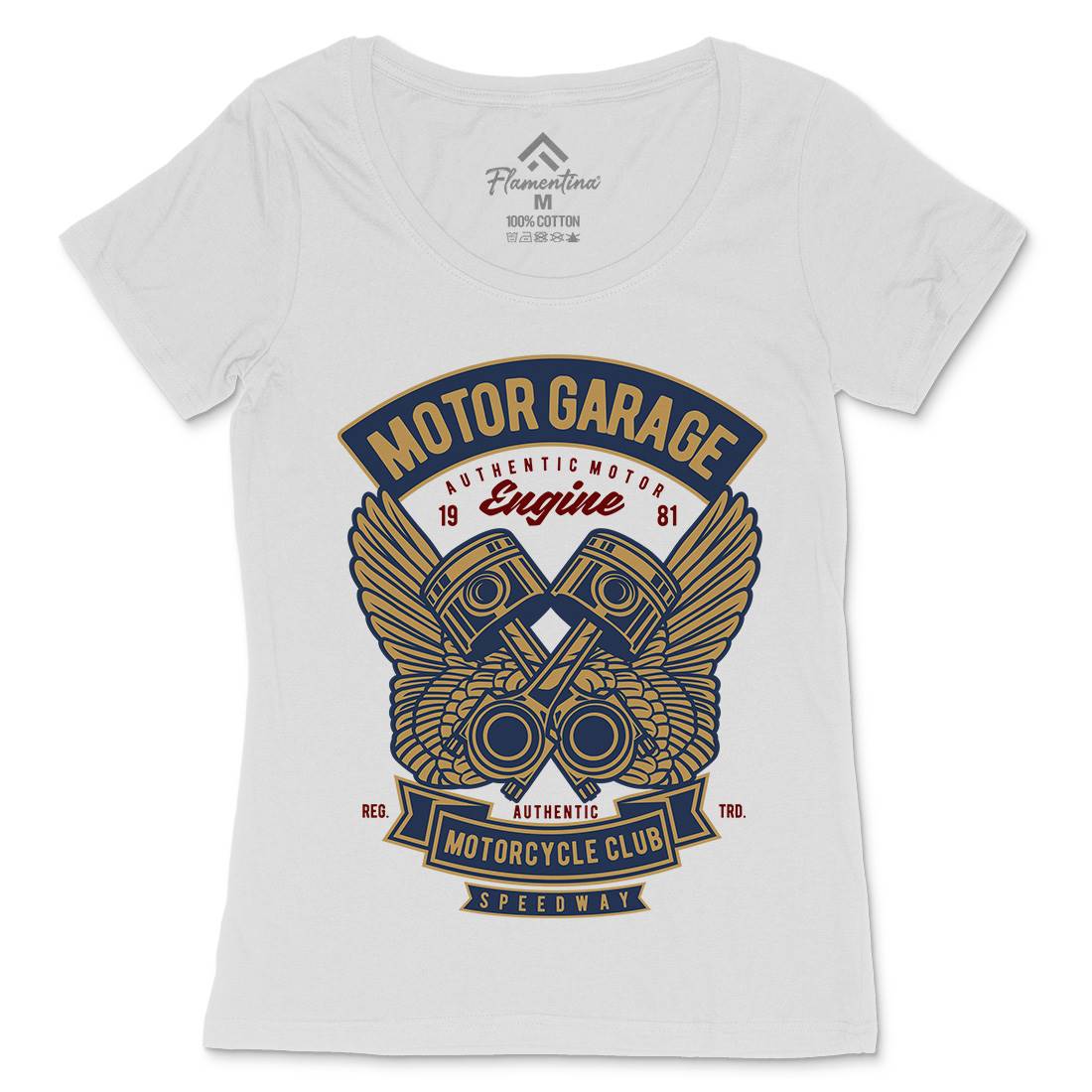Motor Garage Womens Scoop Neck T-Shirt Motorcycles D554