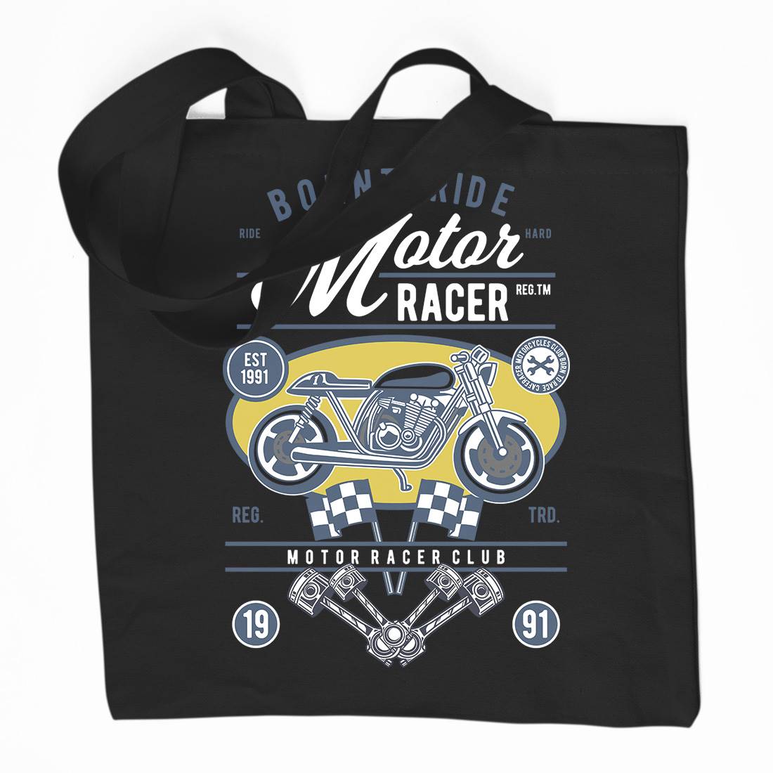 Motor Racer Organic Premium Cotton Tote Bag Motorcycles D555