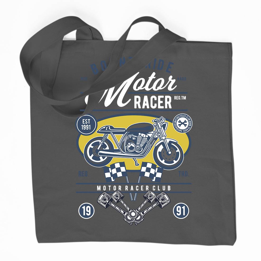 Motor Racer Organic Premium Cotton Tote Bag Motorcycles D555